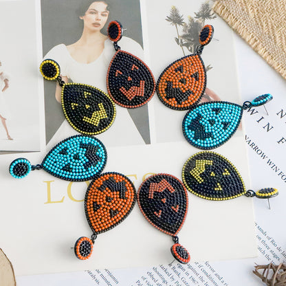 Halloween Creative Funny Little Devil Shape Bead Earrings