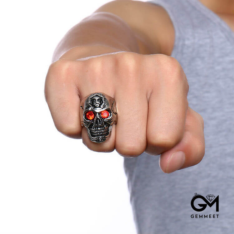 Vintage Punk Red-eyed Ghost Head Ring