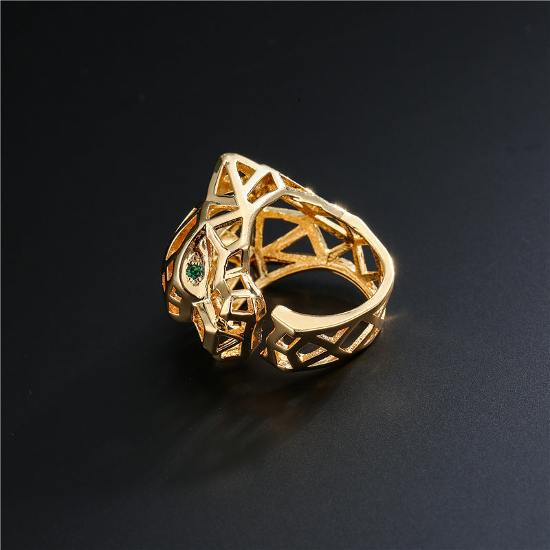 Hip Hop Hollow Leopard Punk Ring