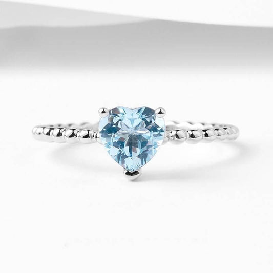 Fashion Simple Aquamarine Heart Ring