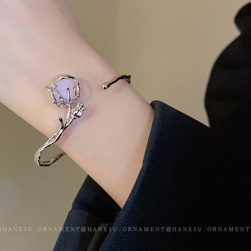 Hollow Rose Flower Open Bracelet