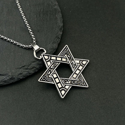 Stainless Steel Double-sided Hexagram Star Necklace