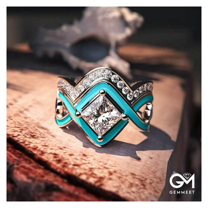 Fashion Turquoise Ocean Wave Ring