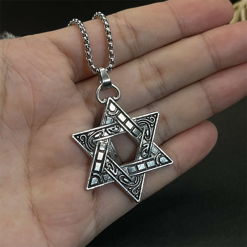 Stainless Steel Double-sided Hexagram Star Necklace