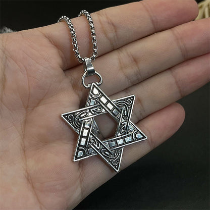 Stainless Steel Double-sided Hexagram Star Necklace