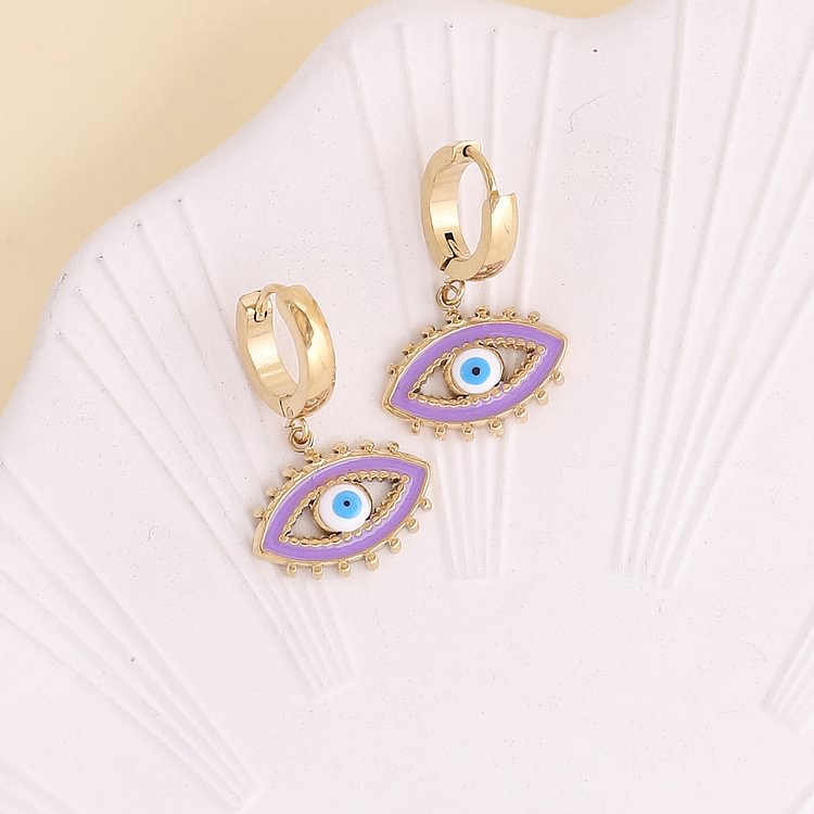 Color Epoxy Evil Eye Earrings