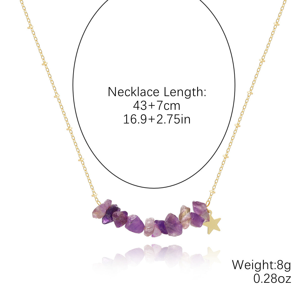 Irregular Purple Stones Link Chain Necklace