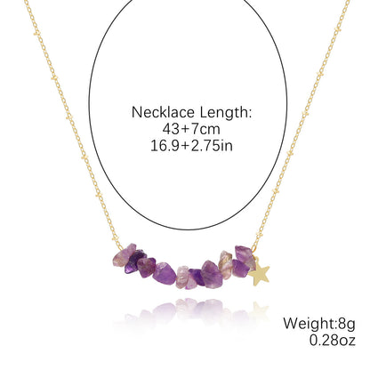 Irregular Purple Stones Link Chain Necklace