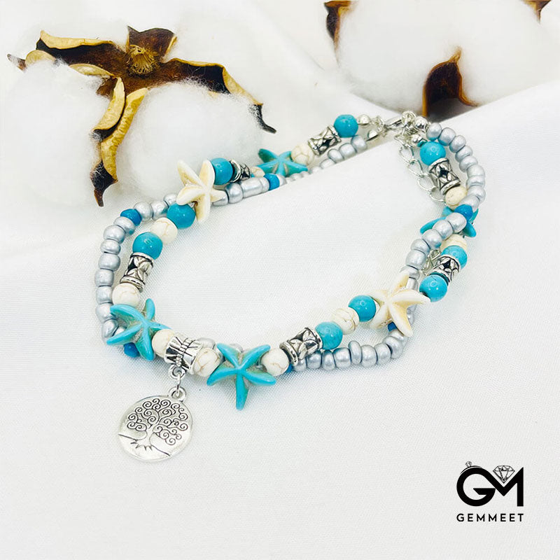 Turquoise Turtle Symbol Tree Bracelet Anklet