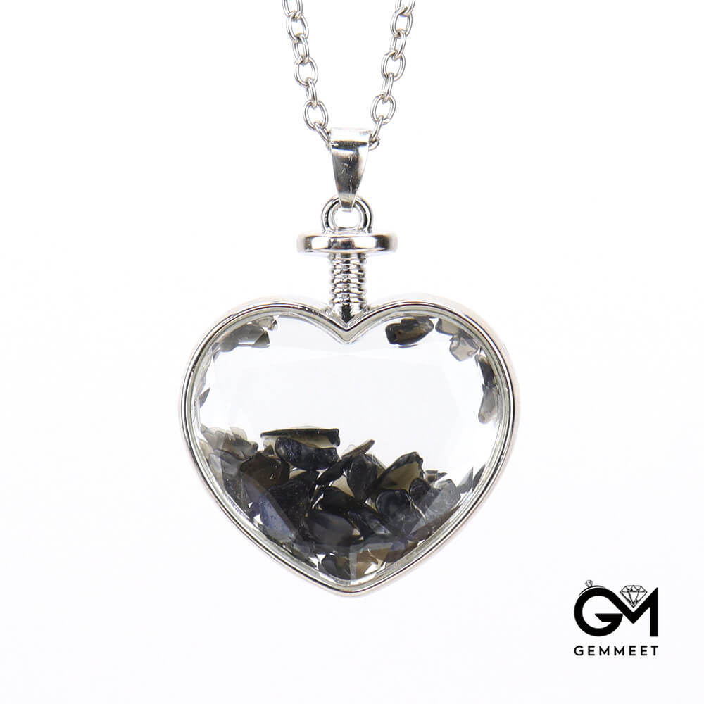 Heart Gravel Polished Drift Bottle Necklace