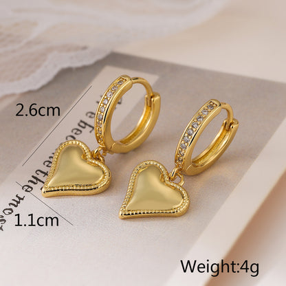 Cute Heart Pendant Dangle Earrings