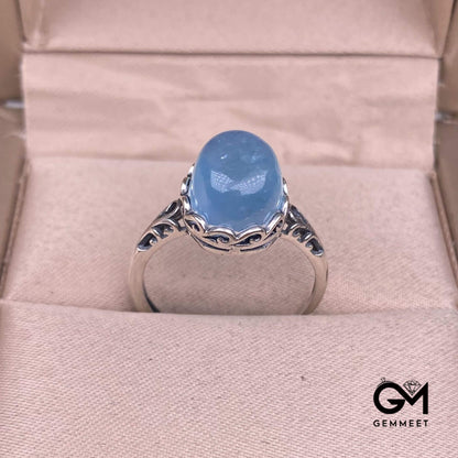 S925 Simple Vintage Aquamarine Lace Ring