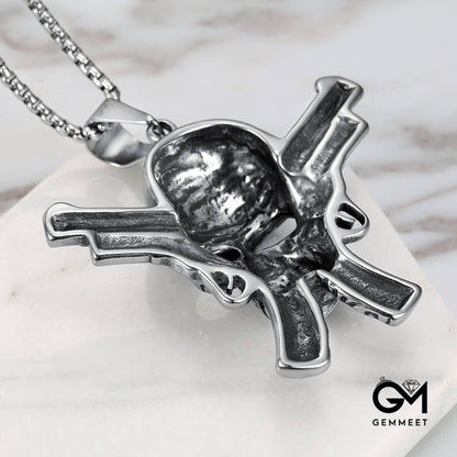 Skull Men's Double Gun Skull Necklace