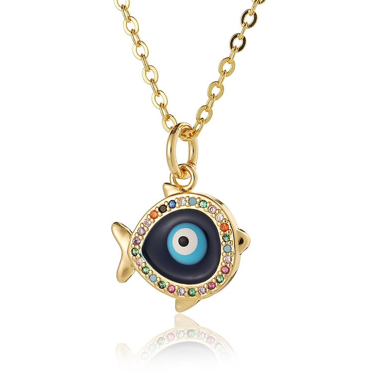 Epoxy Evil Eye Hamsa Heart Shape Necklace