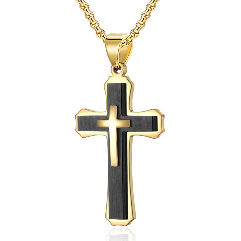 Two Tone Cross Faith Necklace