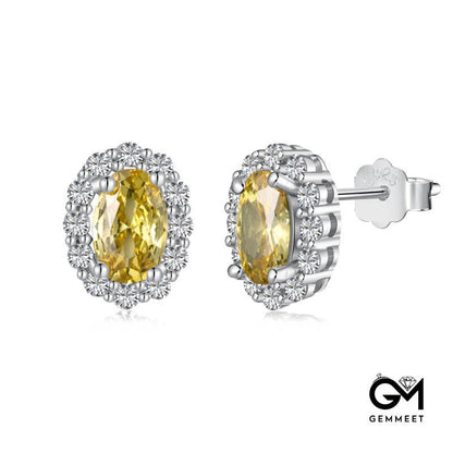 S925 Sterling Silver Yellow Zircon Sun Earrings