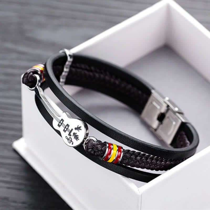 Men's Musician Guitar Leather Bracelet