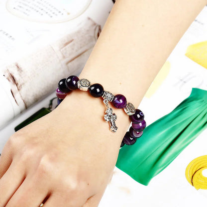 Natural Crystal Cross Symbol Bracelet