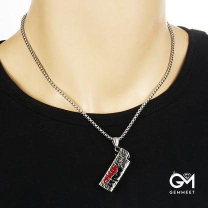 Stainless Steel Lighter Good Evil Pendant Necklace