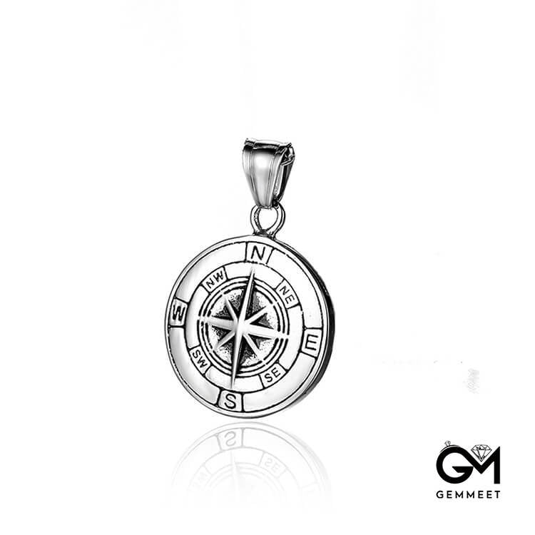 Stainless Steel Compass Necklace for Men