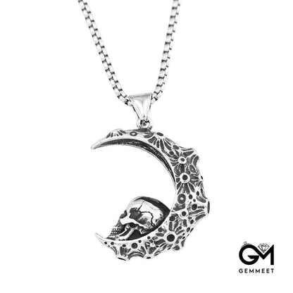 Moon Skull Titanium Steel Necklace