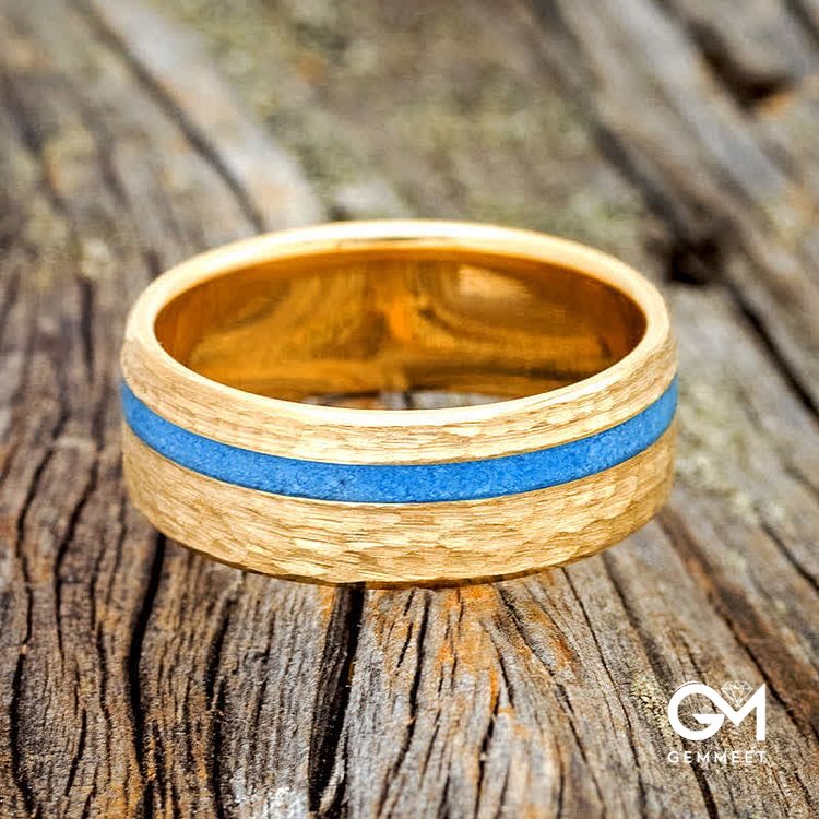 VERTIGO - Hammered Turquoise Wedding Ring