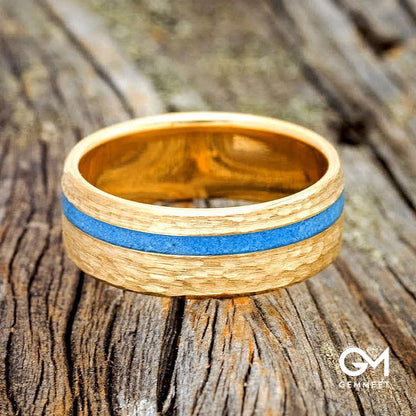 VERTIGO - Hammered Turquoise Wedding Ring