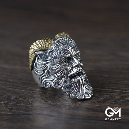 Retro Horned Satan Open Ring