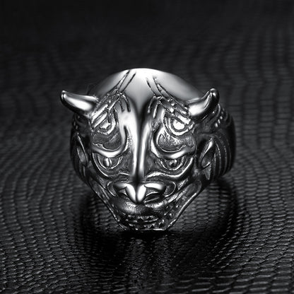 Personality Domineering Bull Horn Men Titanium Steel Ring