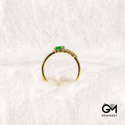 Vintage Green Zircon Gold Plated Ring