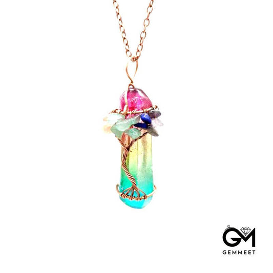 Crystal Pillar Tree of Life Necklace