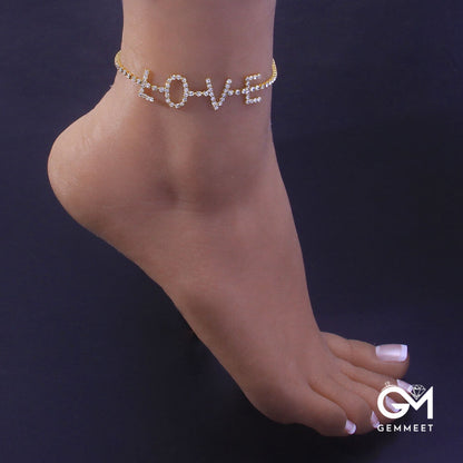 Summer Fashion Word LOVE Zircon Anklet