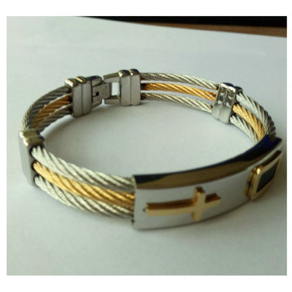 Gold Simple Cross Stainless Steel Bracelet