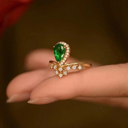 Dainty Emerald With Zircon Ring