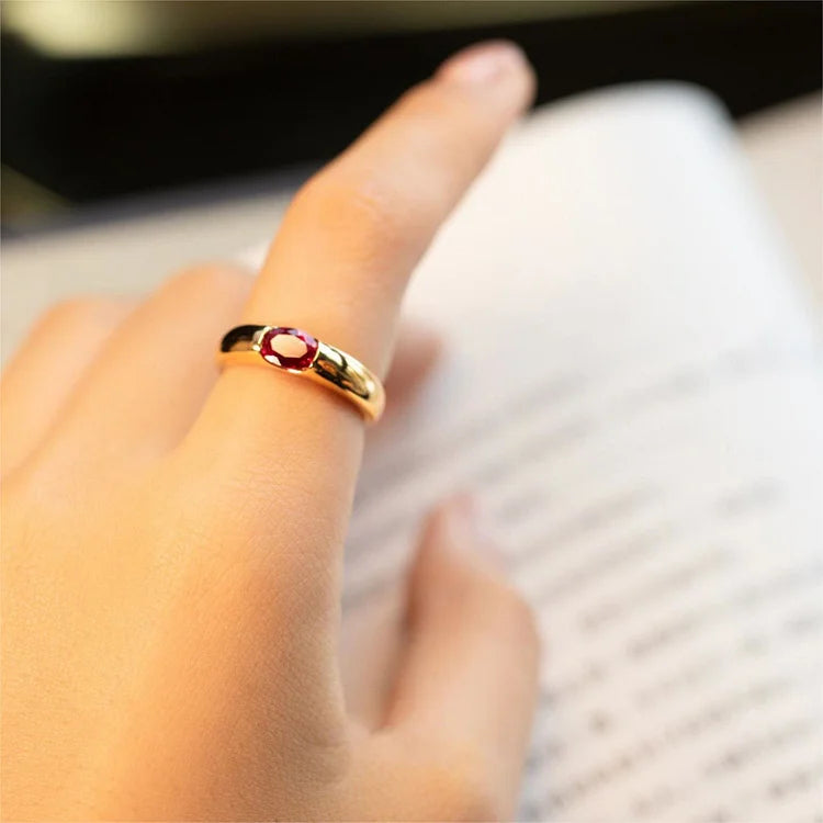 Garnet Gold Plated Minimalist Luxury Ring