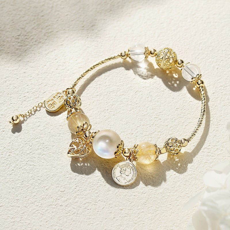 Moonstone Citrine Romantic Heart Bracelet