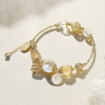 Moonstone Citrine Romantic Heart Bracelet