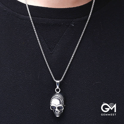 Vintage Skull Drop Oil Pendant Necklace