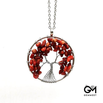 Gravel Crystal Life Tree Fortune Tree Necklace