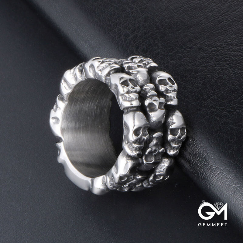 Titanium Steel Fashion Personality Multi Skull Ring