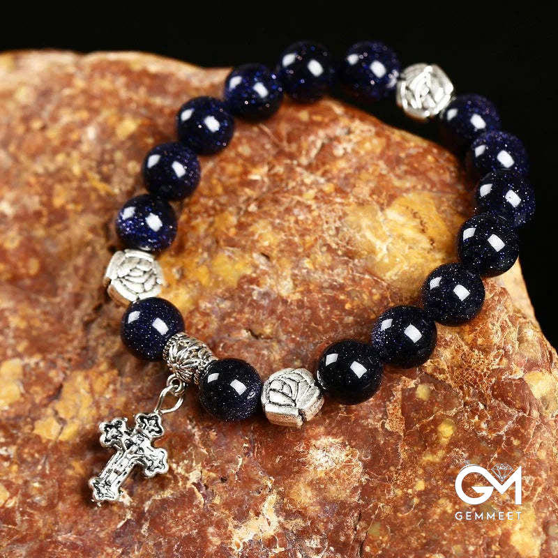 Natural Stone Cross Symbol Bracelet