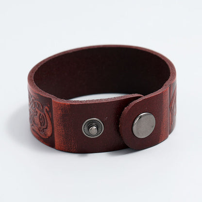 Embossed Pattern Retro Leather Trendy Bracelet