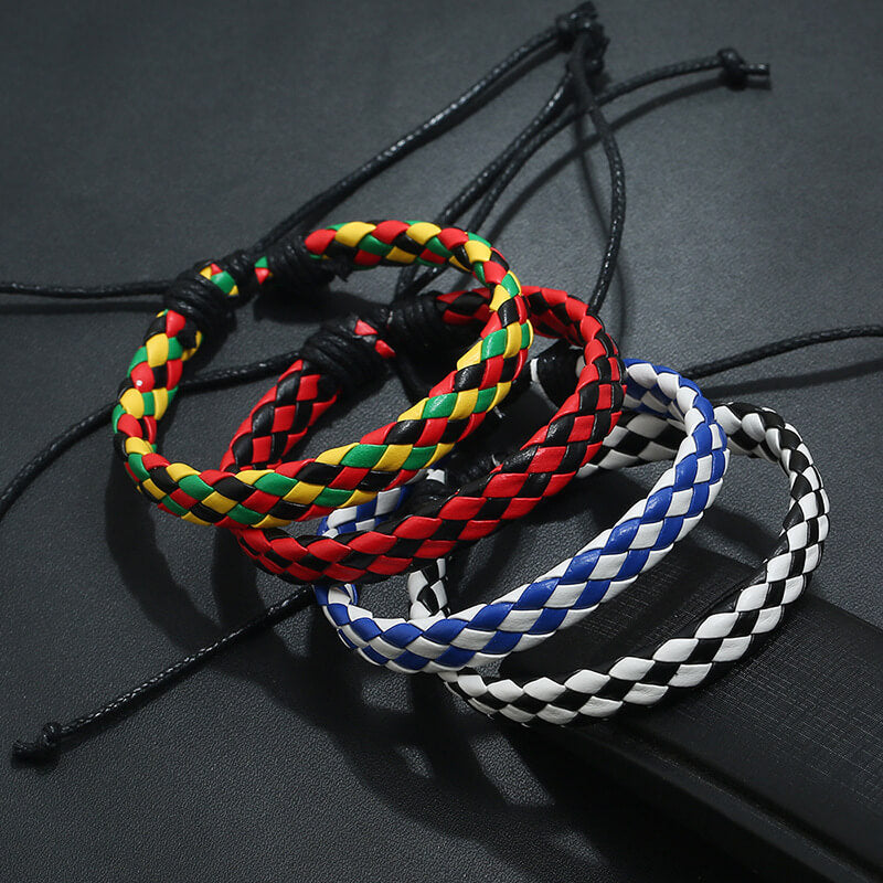 Simple Pull Adjustment Color Leather Bracelet for Men and Women