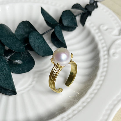 Natural Baroque Fresh Water Pearl Open Ring