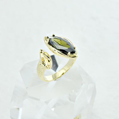 Temperament Horse Eye Shaped Zircon Open Female Ring