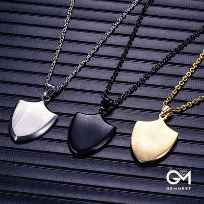 Titanium Steel Triangle Shield Necklace for Men