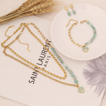 Bohemia Amazonite Stone Bracelet Necklace Earrings