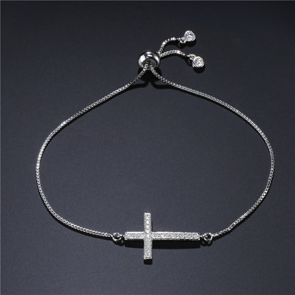 Cross Shape Full Stones Pendant Bracelet