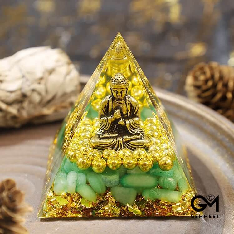 Green Aventurine With Buddha Orgone Pyramid