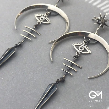 Evil Eye Crescent Fashion Earrings